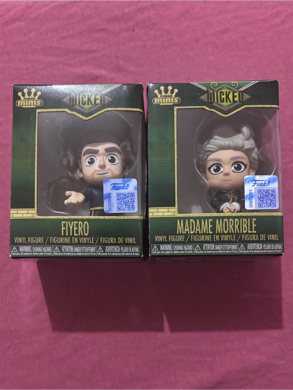 Funko Minis Fiyero & Madame Morrible Green Box Set on Pink